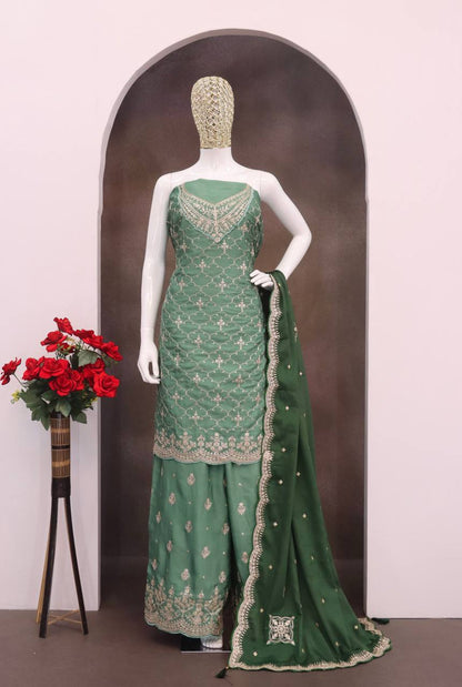 Chinon  Embroidery  Multi Coding Work Suit