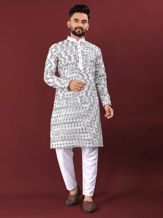MEN’S TRADITIONAL LUCKNOWI CONCEPT KURTA WITH PAJAMA