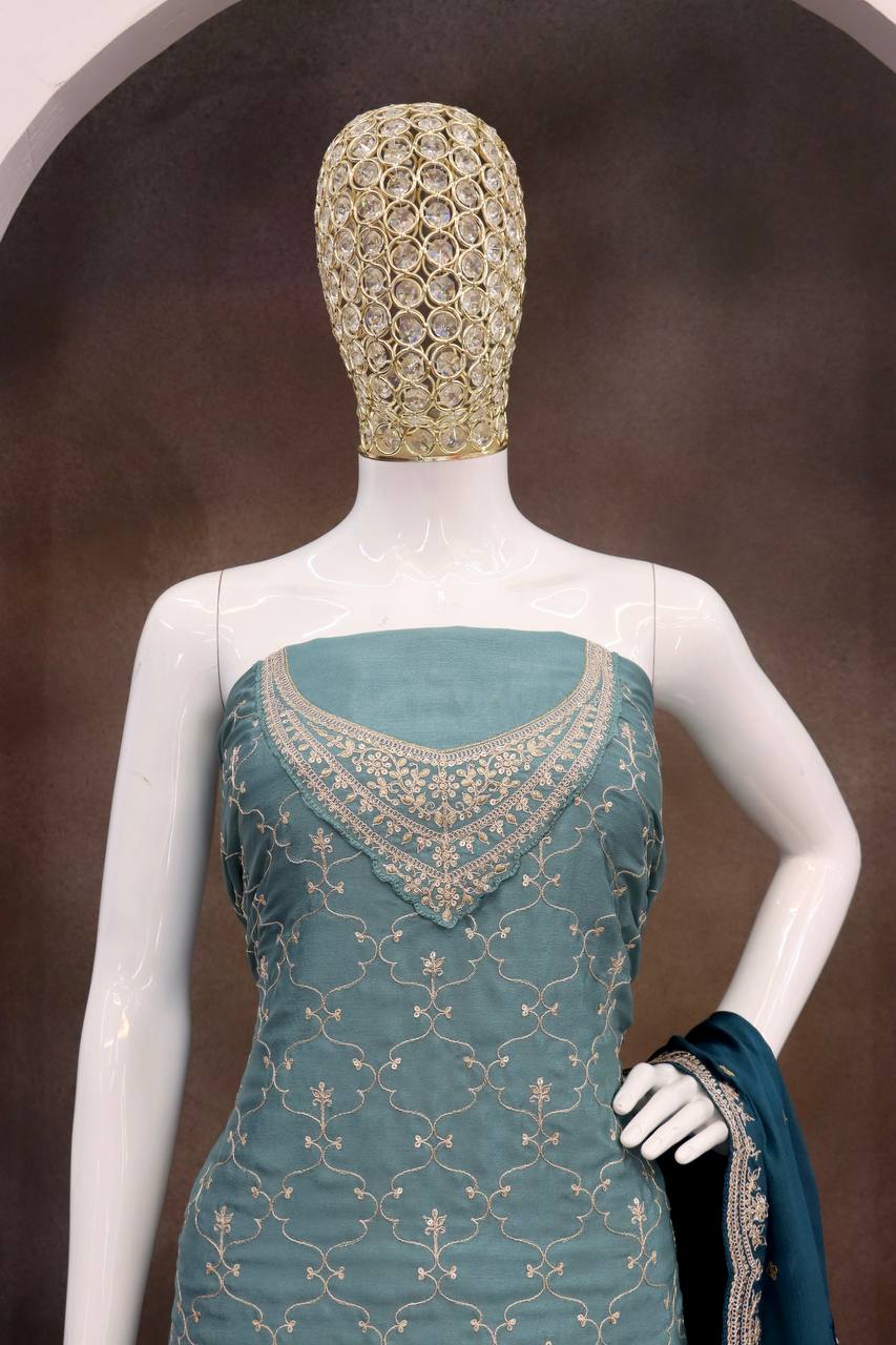 Chinon  Embroidery  Multi Coding Work Suit