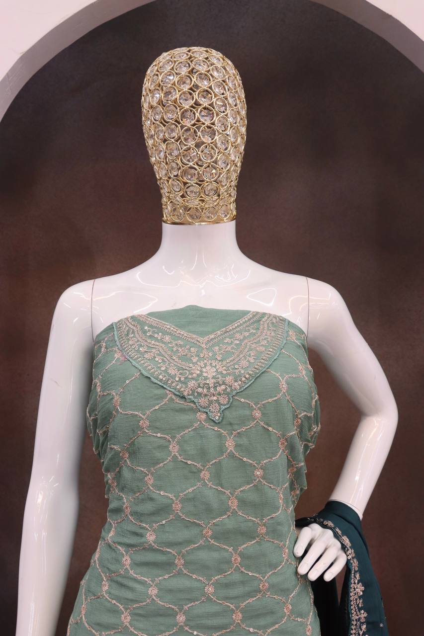 Chinon  Embroidery  Multi Coding Work Suit