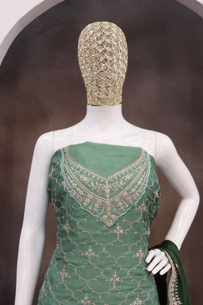 Chinon  Embroidery  Multi Coding Work Suit