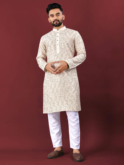 MEN’S TRADITIONAL LUCKNOWI CONCEPT KURTA WITH PAJAMA