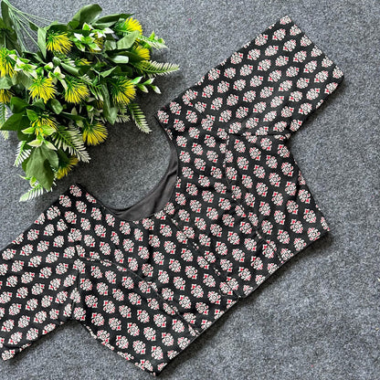 Cotton Ajrakh Print BoatNeck Neck Blouse