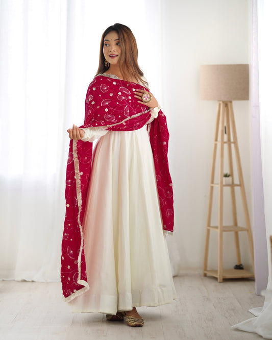PURE SOFT VICHITRA SILK FABRICS ANARKALI SUIT