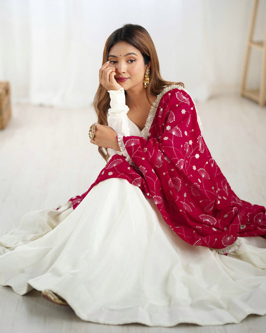 PURE SOFT VICHITRA SILK FABRICS ANARKALI SUIT