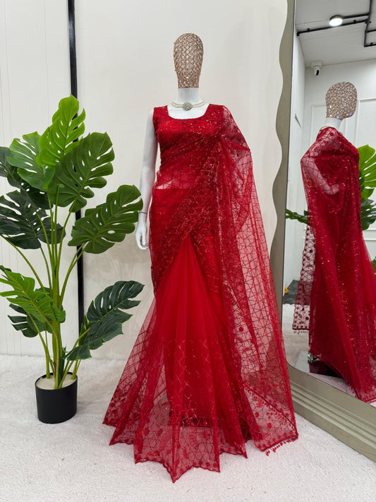 Thred Sequnce work Saree