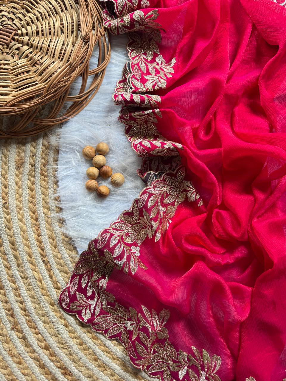 Pure Crunchy Moss Sattin Saree