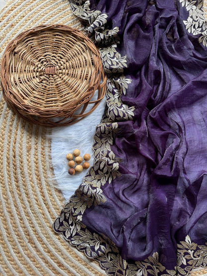 Pure Crunchy Moss Sattin Saree