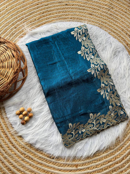Pure Crunchy Moss Sattin Saree