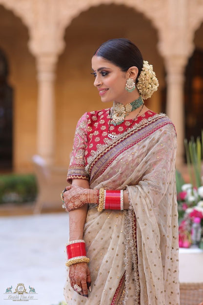 Soft Twill Net  Sequins and Dori Embroidery with Fancy Lace Border  Saree