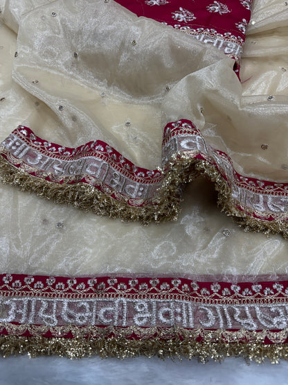 Soft Twill Net  Sequins and Dori Embroidery with Fancy Lace Border  Saree