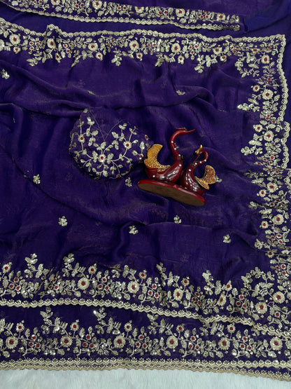 Frendy Chiffon Embroidery Work Saree