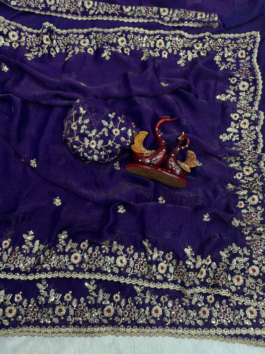 Frendy Chiffon Embroidery Work Saree