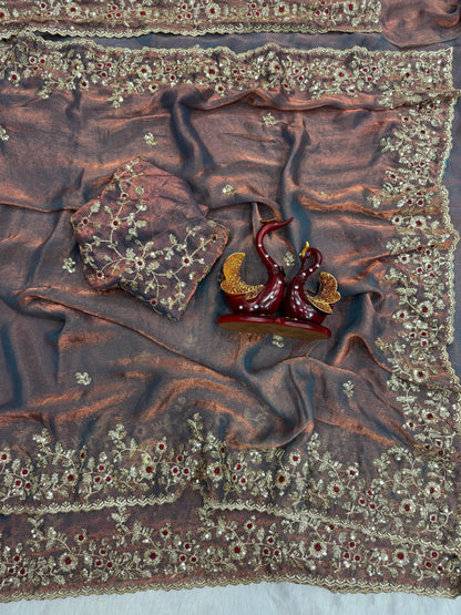 Frendy Chiffon Embroidery Work Saree