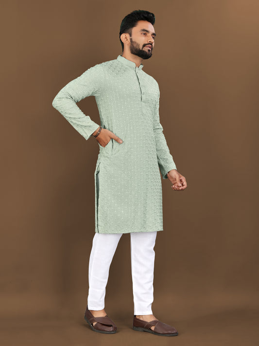 EMBROIDERY WORK WITH SEQUENCE KURTA