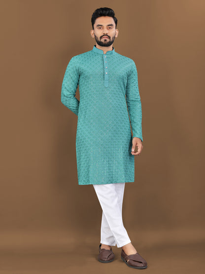 EMBROIDERY WORK WITH SEQUENCE KURTA
