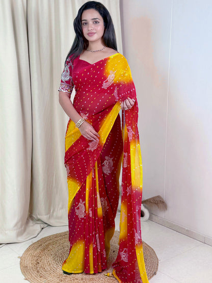 Bandhej Georgette Silk Saree