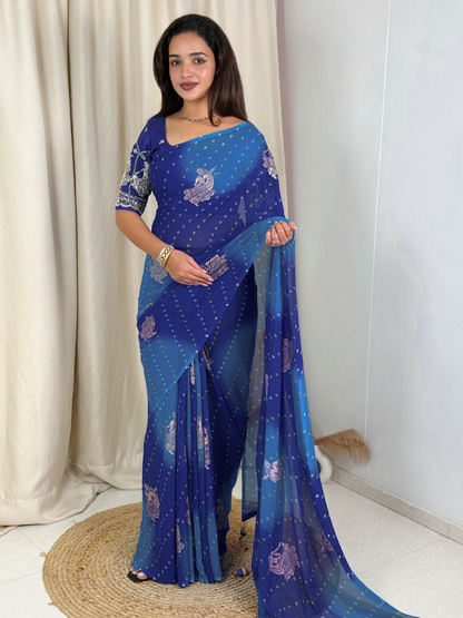 Bandhej Georgette Silk Saree