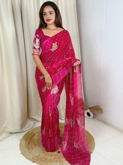 Bandhej Georgette Silk Saree