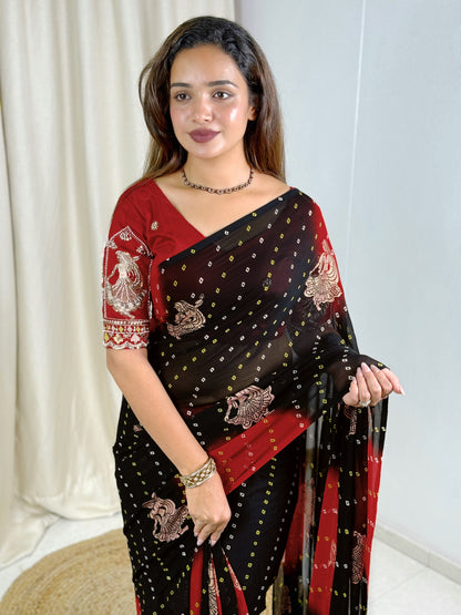 Bandhej Georgette Silk Saree