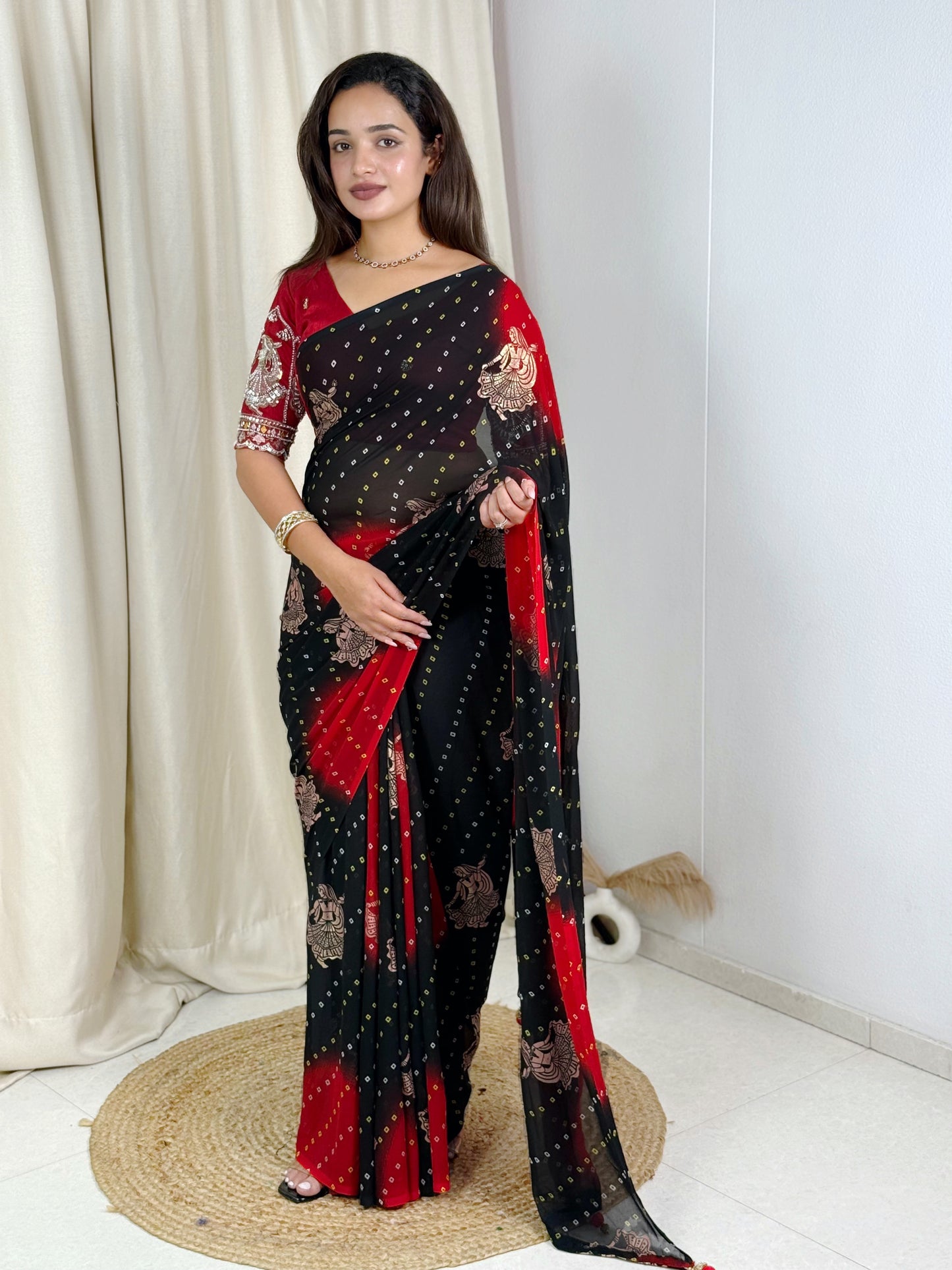 Bandhej Georgette Silk Saree
