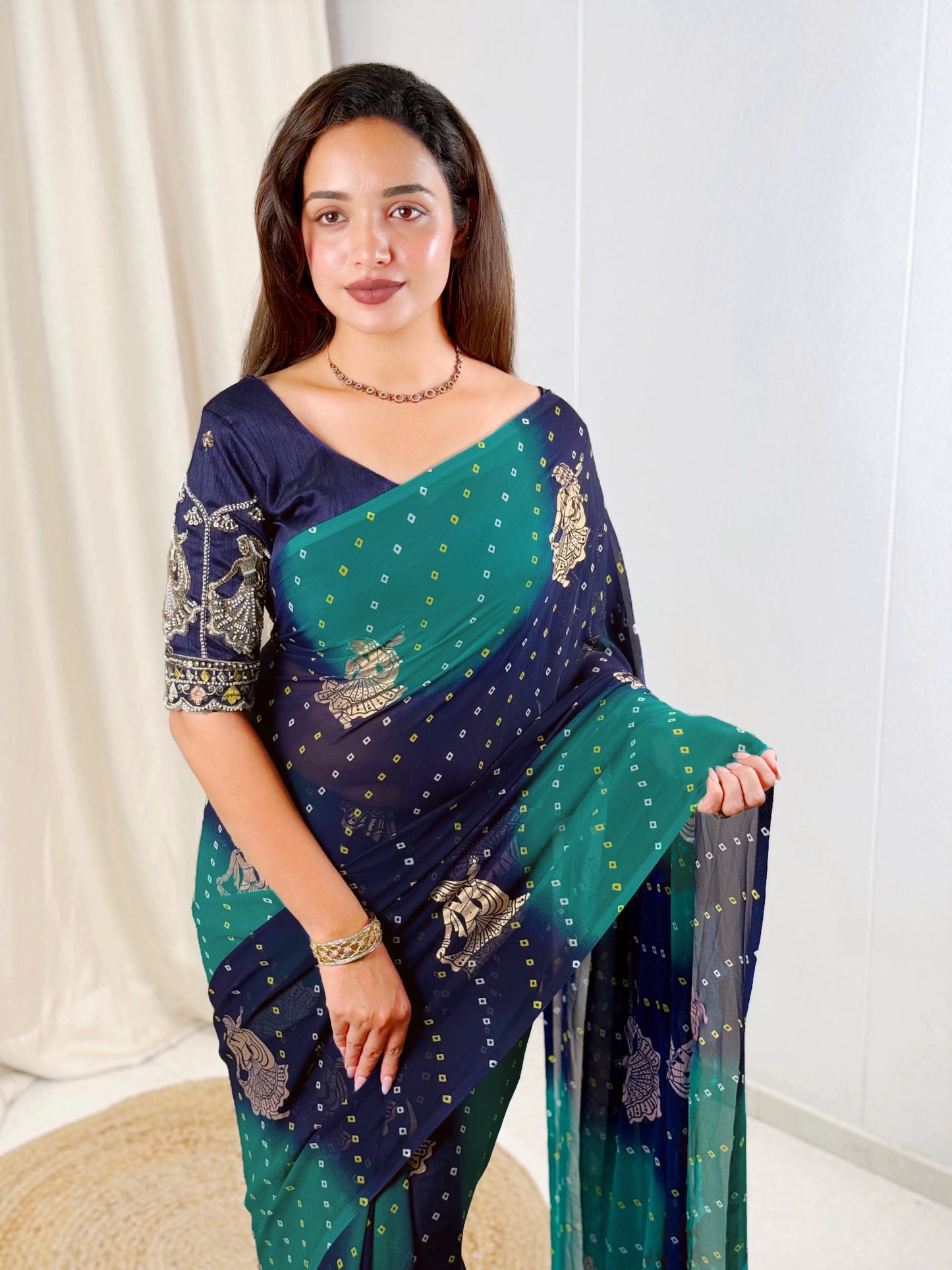 Bandhej Georgette Silk Saree