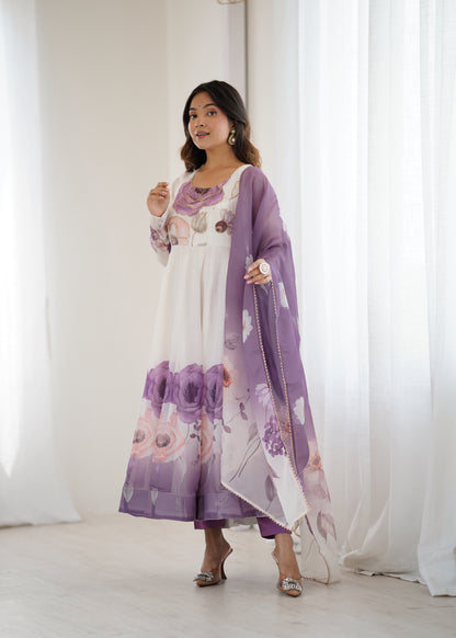 PURE SOFT ORGANJA SILK PRINT ANARKALI SUIT