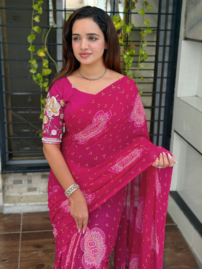 Bandhej Georgette Saree