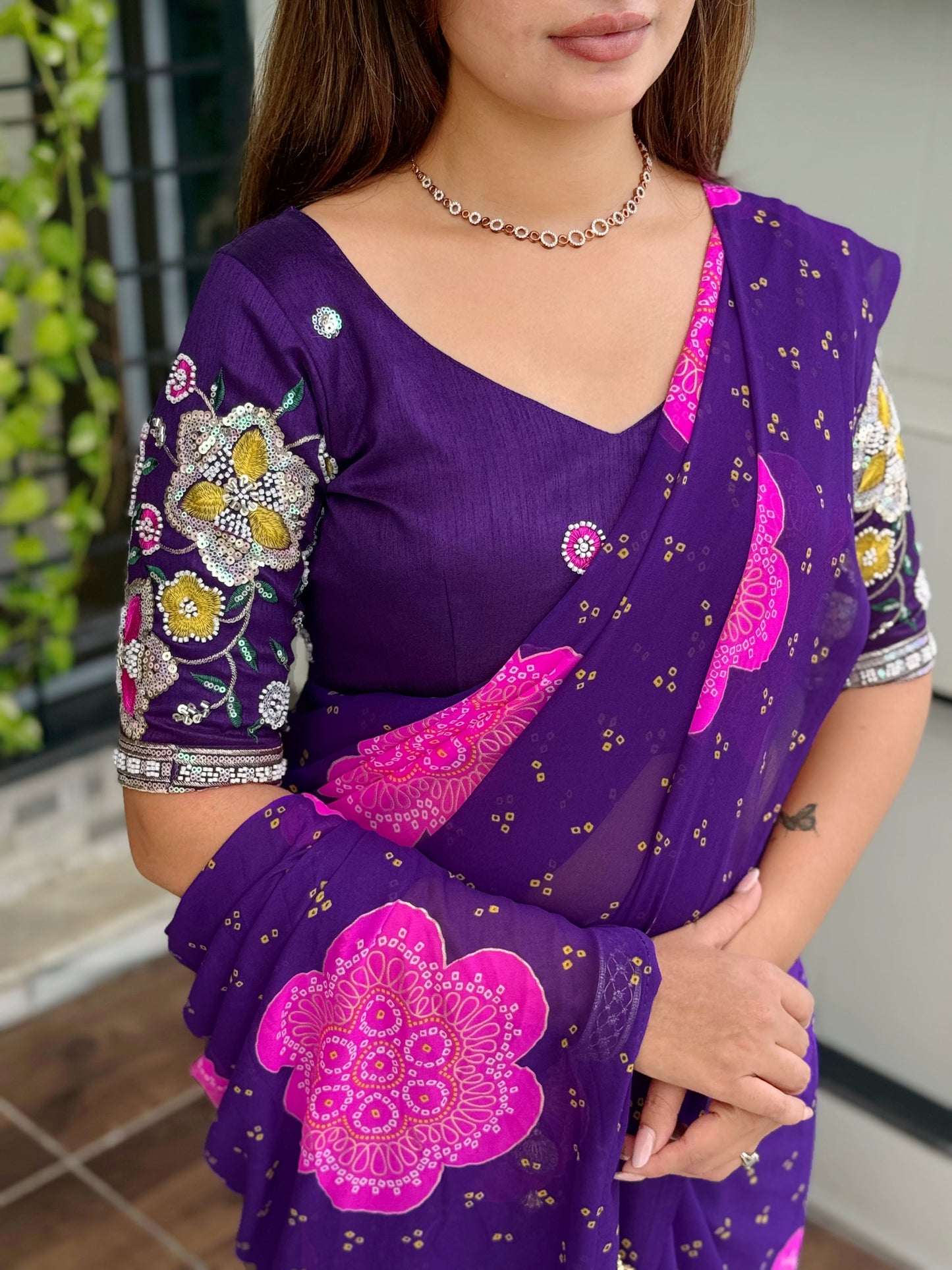 Bandhej Georgette Saree