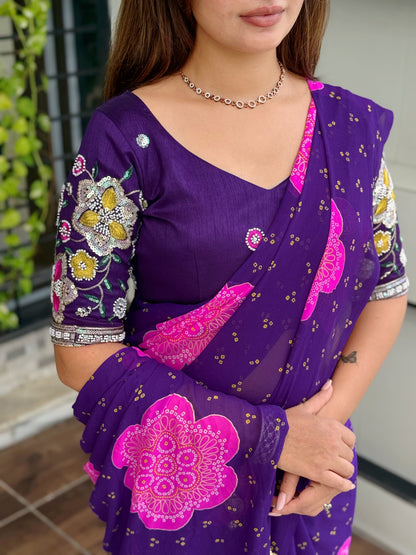 Bandhej Georgette Saree