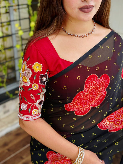 Bandhej Georgette Saree