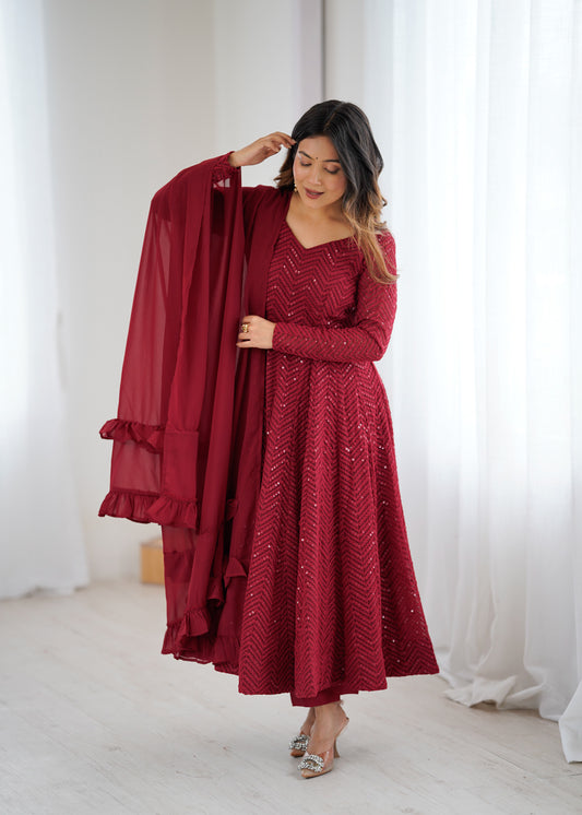 Pure Roman Shimmer Chanderi Silk Anarkali Suit
