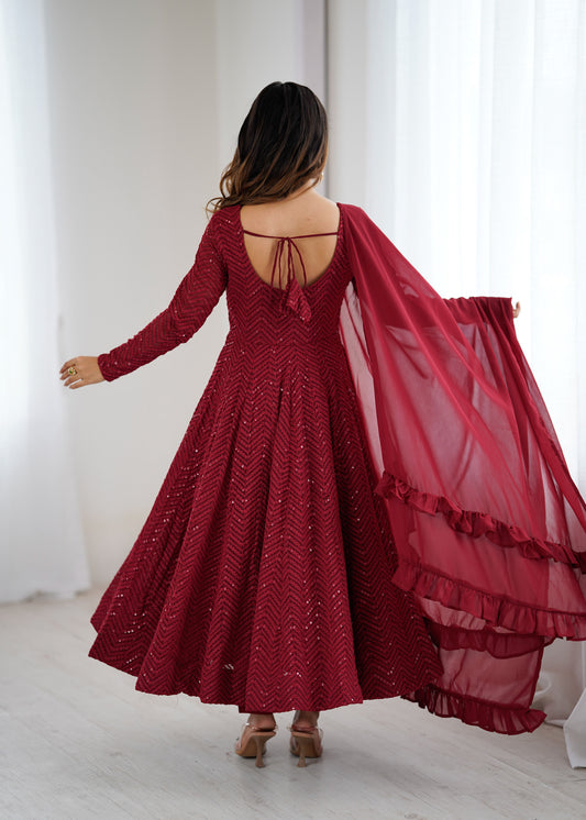 Pure Roman Shimmer Chanderi Silk Anarkali Suit
