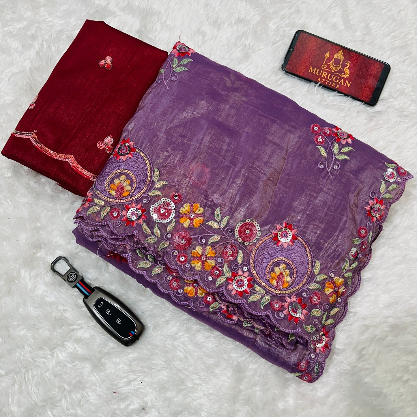 Gold crush Saree With multi thread sequins Work (M1003)