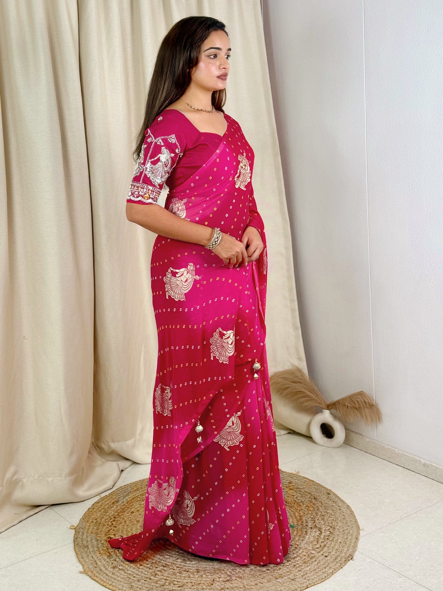 Bandhej Georgette Silk Saree