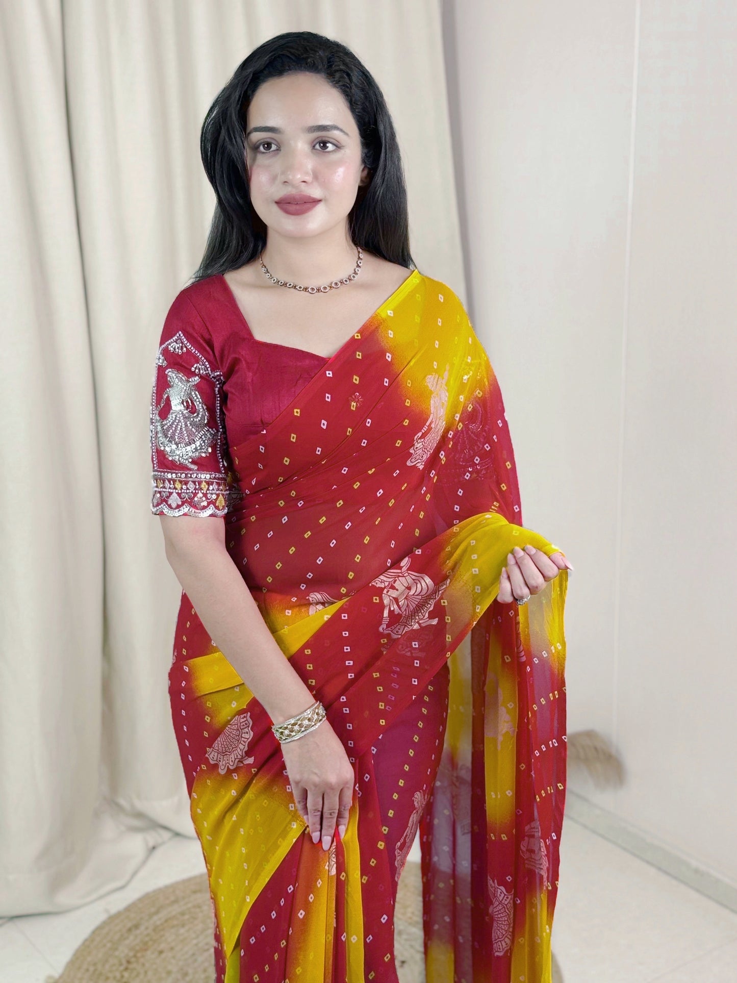 Bandhej Georgette Silk Saree