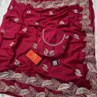 Star Georgette Embroidery Saree with Running Blouse | New Launch Party Wear Saree