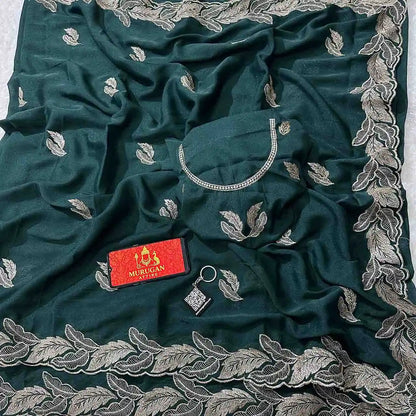 Star Georgette Embroidery Saree with Running Blouse | New Launch Party Wear Saree