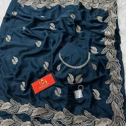 Star Georgette Embroidery Saree with Running Blouse | New Launch Party Wear Saree