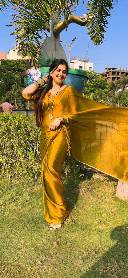 Golden Mustard  Frendy Sillk  Saree