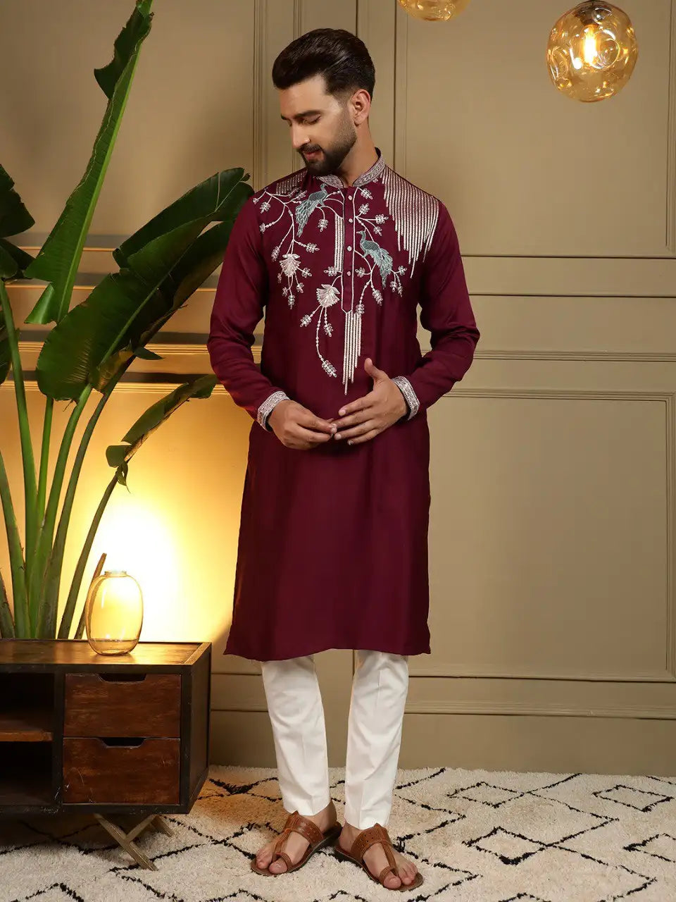 Men’s viscose silk embroidery sequence kurta pyjama set Di No 123 with semi cotton chudidar elegant festive wedding ethnic wear available in sizes 36 38 40 42 44 46 premium traditional outfit for men