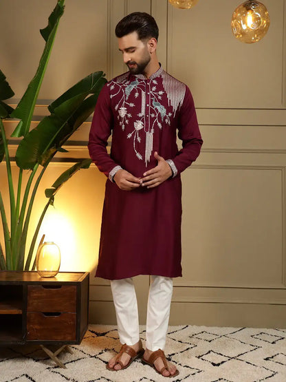 Men’s viscose silk embroidery sequence kurta pyjama set Di No 123 with semi cotton chudidar elegant festive wedding ethnic wear available in sizes 36 38 40 42 44 46 premium traditional outfit for men