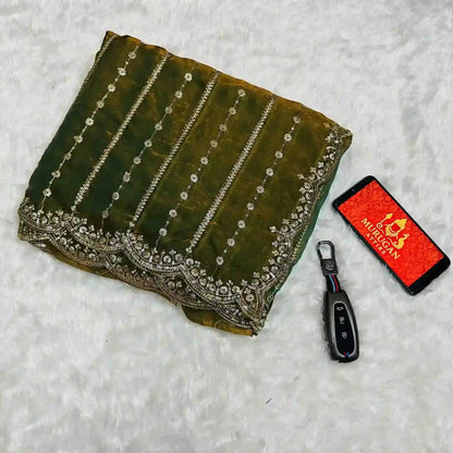 Embroidery Soft Space Silk Saree (M1001)