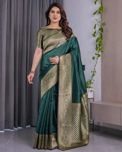 Jacquard Weaving with Golden Zari Lichu Silk Saree