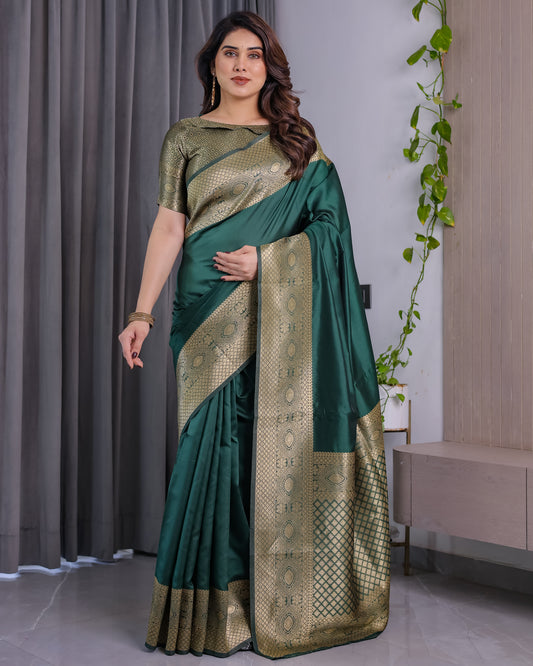 Jacquard Weaving with Golden Zari Lichu Silk Saree