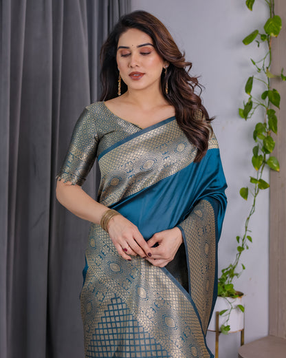 Jacquard Weaving with Golden Zari Lichu Silk Saree