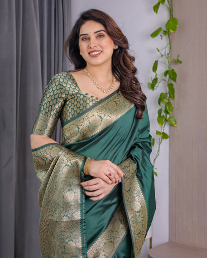 Lichu Silk Jacquard Weaving with Golden Zari Running Blouse