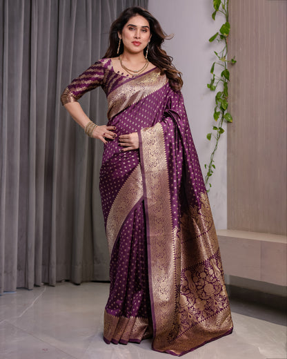 Lichu Silk Jacquard Weaving with Golden Zari Running Blouse