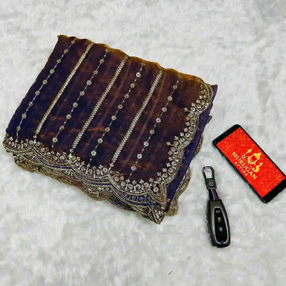 Embroidery Soft Space Silk Saree (M1001)