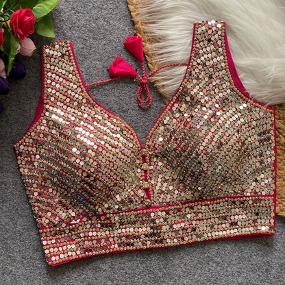 SHABYACHI MIRROR – Real Mirror with Stone Work Blouse